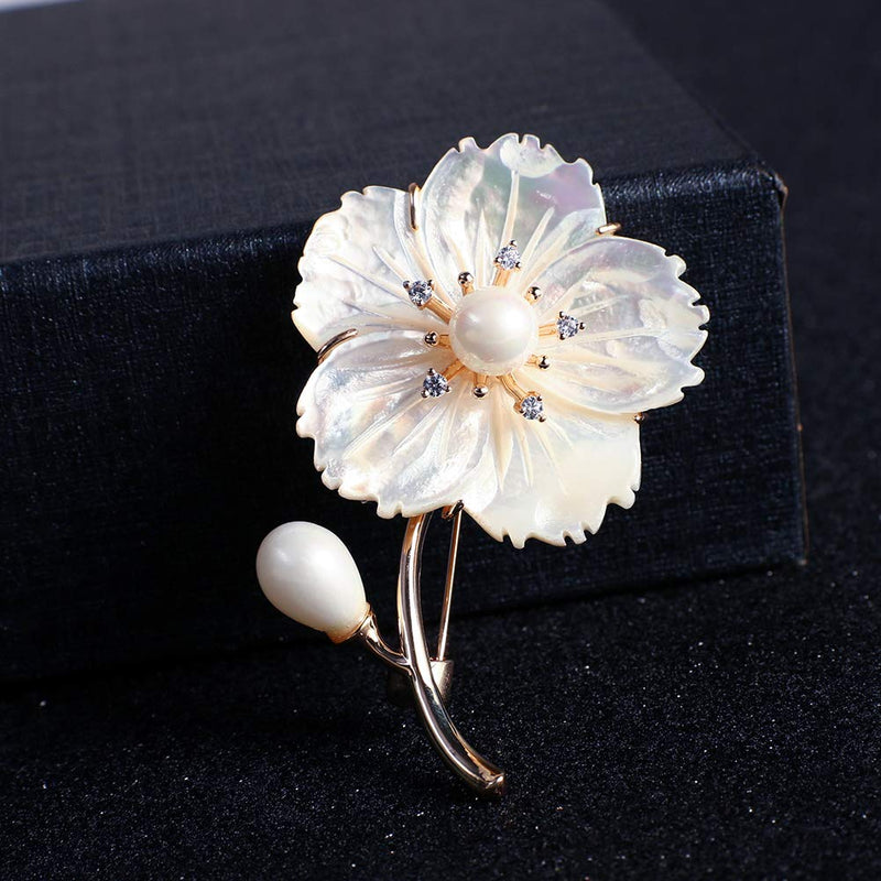 [Australia] - SHAN LI HUA 2020 Fashion New Flower Colored Brooch Girl's Jewelry Safety Pin Purple Grape White Shell Flower 