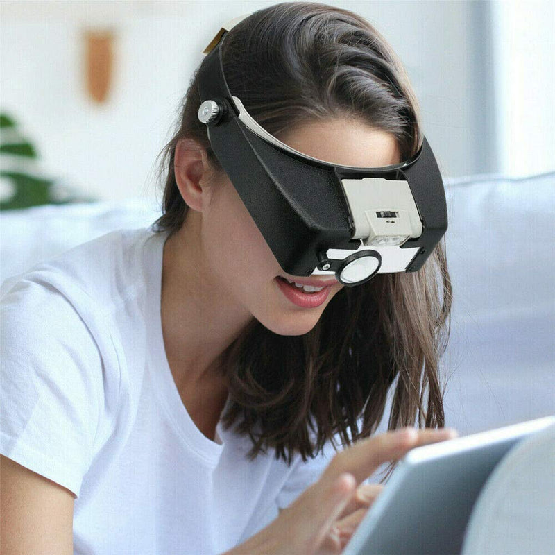 [Australia] - Head Magnifier Jewelers with LED Light Illuminated Helmet Magnifying 1.5X 3X 8.5X 10x Tools for Watch Repair, Precision Work Reading Aid 