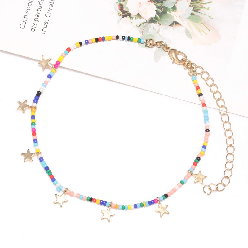 [Australia] - XOCARTIGE Heishi Bead Anklets for Women Rainbow Seed Bead African Vinyl Disc Beads Ankle Bracelets Letter Love Hope Anklets Delicate Summer Beach Star Anklets Set for Girls Style B -- HOPE 