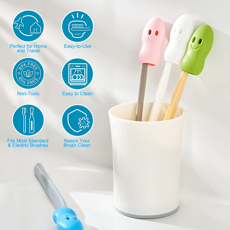 [Australia] - Travel Toothbrush Head Cover Case for Kids, Children Silicone Protector Cap, Dustproof Toothbrush Protect Case (Set of 8) Set of 8 