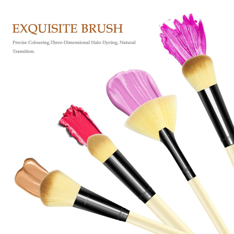 [Australia] - Makeup Brush Sets - 12 Pcs Makeup Brushes for Foundation Eyeshadow Eyebrow Eyeliner Blush Powder Concealer Contour Beige 