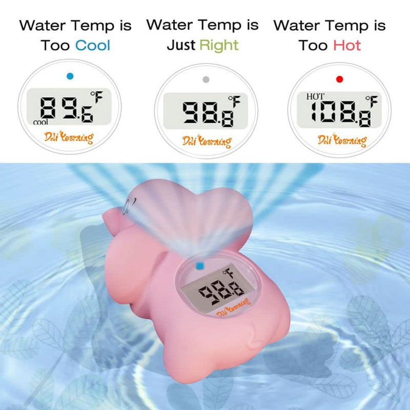 [Australia] - Doli Yearning Elephant Baby Bath Thermometer, bath temperature thermometer, in bath thermometer, bath thermometer newborn, in Fahrenheit and Celsius - Pink 