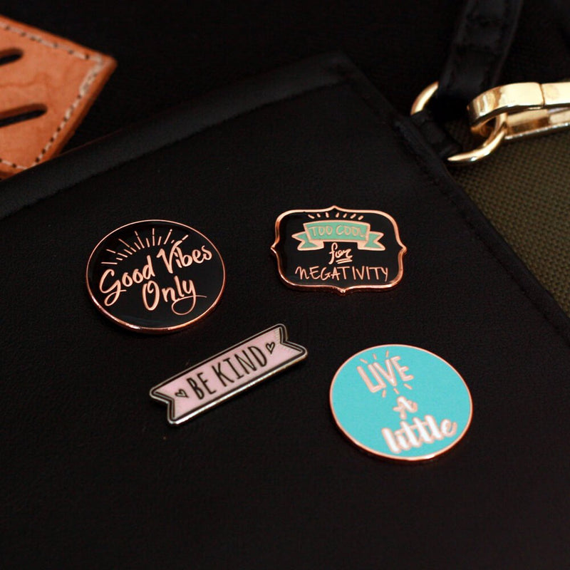 [Australia] - PinMart Good Vibes Motivational Inspirational Enamel Lapel Pin Set 