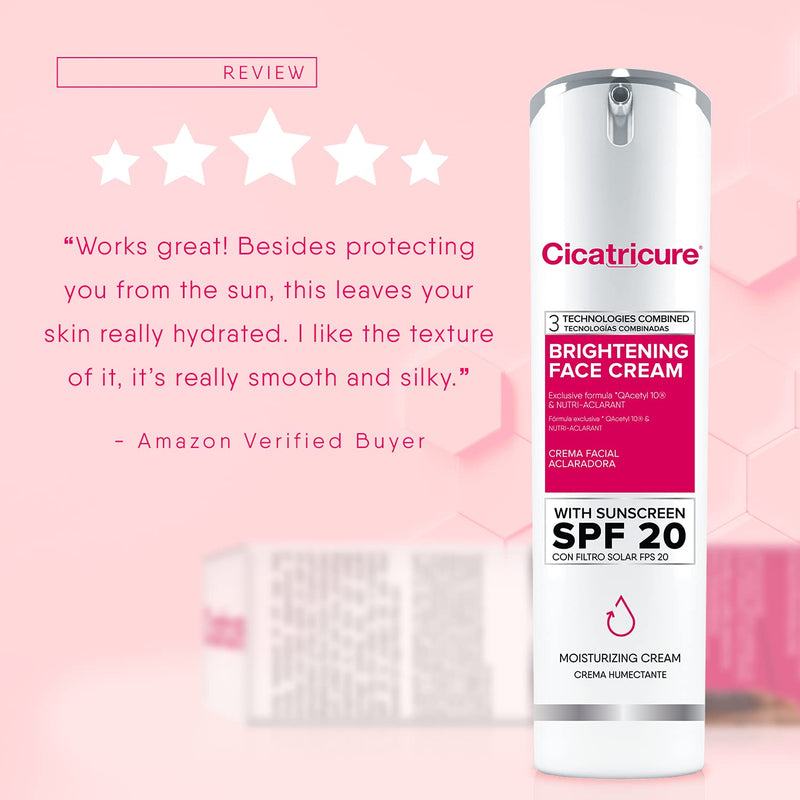 [Australia] - Cicatricure Brightening Facial Moisturizer, 3-in-1 Face Cream with Anti-Wrinkle Q Acetyl 10 & Nutri-Aclarant, SPF 20, Brighten & Even Skin Tone 1.6 fl oz 1.6 Fl Oz (Pack of 1) Brightening Cream with SPF 