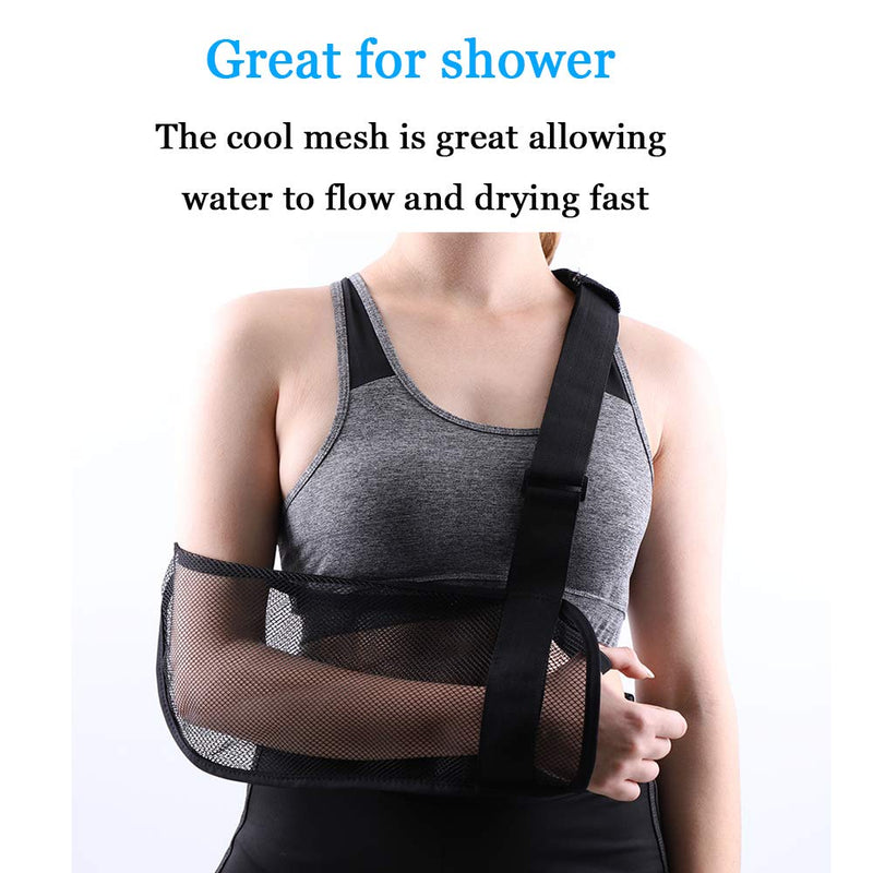 [Australia] - Mesh Arm Shoulder Sling Great Shower Bath Sling Used after rotator cuff Shoulder Surgery Arm Brace Support for Men and Women,Black 