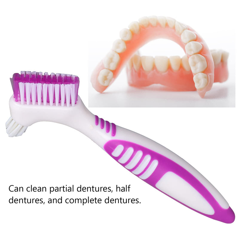 [Australia] - False Teeth Cleaning Brush, Double Sided Portable Denture Toothbrush for Brushes Multi Layered Bristles Set Hard Care Toothbrushes 