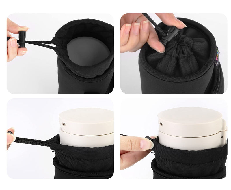 [Australia] - Nuovoware Water Bottle Carrier Bag, Bottle Pouch Holder, Adjustable Shoulder Hand Strap 2 Pocket Sling Neoprene Sleeve Sports Water Bottle Accessories for Men/Women Hiking Travelling Camping, Black 