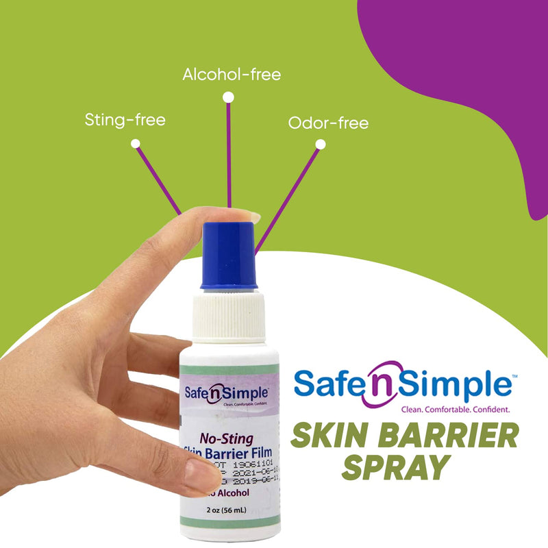 [Australia] - Safe n' Simple No Sting Barrier Film Spray, Odor-Free Pre Tape Spray, No-Alcohol Skin Prep Spray, 2 Ounce Spray Bottle, (SNS80792) 