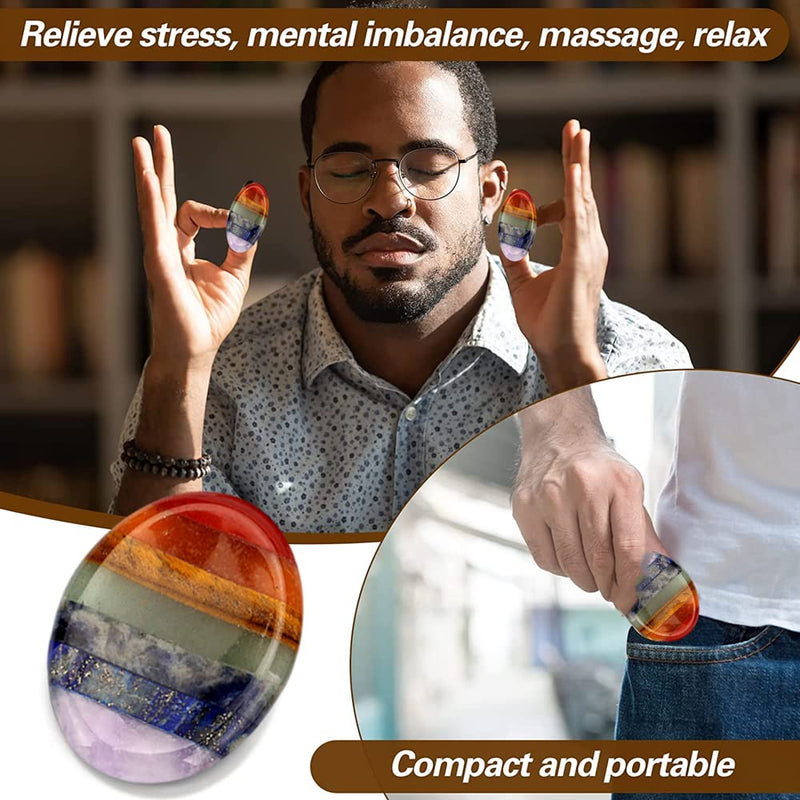 [Australia] - Worry Stones Thumb Anxiety Stones Crystal Thumb Worry Stones Pocket Palm Stones Stress Relief Reiki Healing Meditation （Random Pattern） 