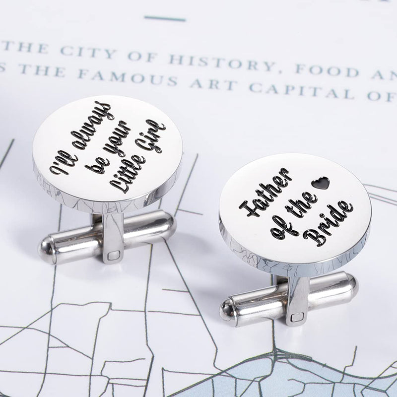 [Australia] - Father of The Bride Cufflink for Men Dad from Daughter to Daddy Gifts for Him Papa Thank You Gifts from Bride Groom Wedding Engagement Cuff Link I Will Always Be Your Little Girl 