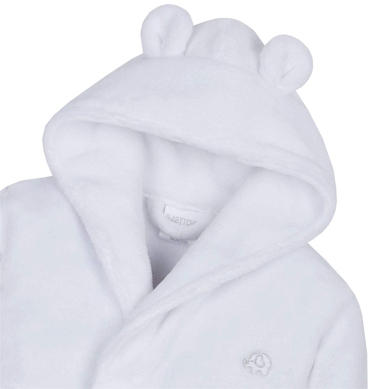 [Australia] - undercover lingerie Babys/Toddlers Infant Kid Soft Fleece Hooded Dressing Gown Bath Robe Elephant - White 0-6 Months 