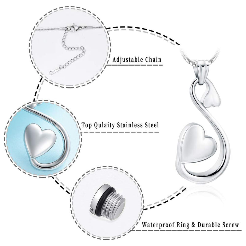 [Australia] - mingkejw Cremation Jewelry for Ashes Infinity Heart Urn Necklaces Keepsake Memorial Lockets Pendants for Human Ashes Holder for Women Men Silver 