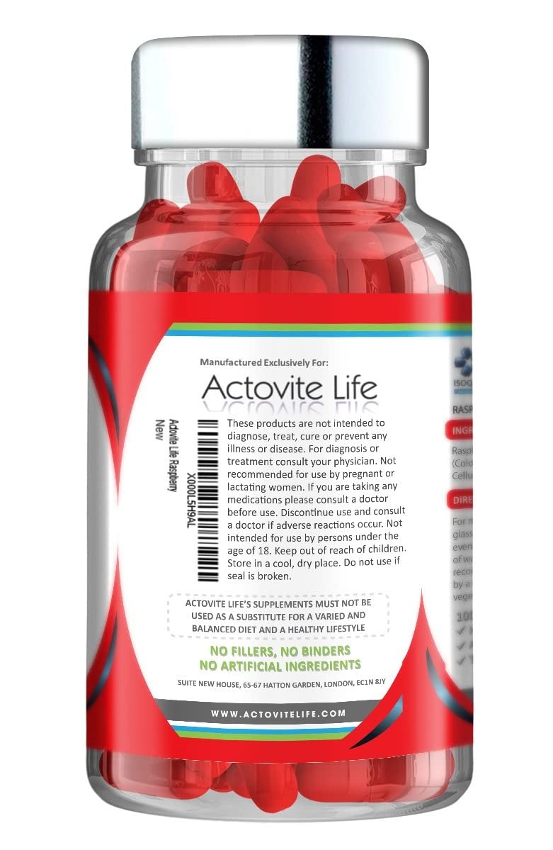 [Australia] - Actovite Life Raspberry Ketones 2000mg Daily, Max Strength Weight Loss Slimming Diet Pills, Capsule, Pure Natural Fat Burners 10:1 Fruit Extract Plus, Suitable for Men and Woman 