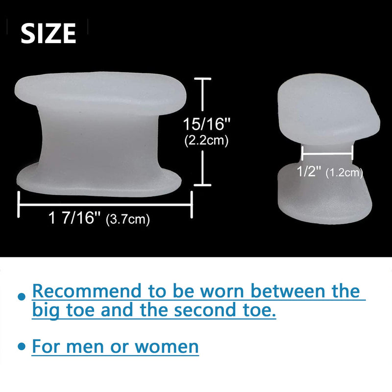 [Australia] - PrettSole 2 Pairs Toe Separators(1/2' Thick), Silicone Toe Spacer, Bunion Relief Pads to Temporarily Correct Big Toe & Relieve Bunion Pain, Overlapping Toe 