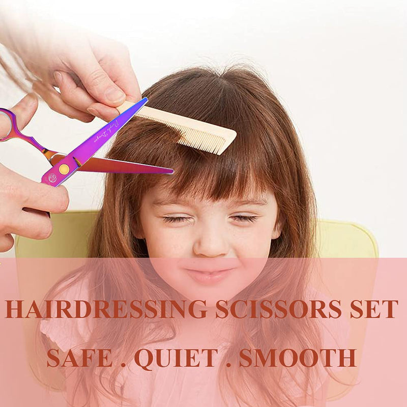 [Australia] - Purple Dragon Hairdressing Scissors Set Multi-Colour 5.5 Inch Hair Cutting & Thinning Scissors Kit for Men Women Kids Home Salon Barber Multi-coiored 