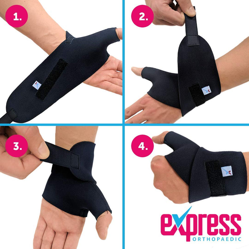 [Australia] - Express Orthopaedic® - Medically Approved Neoprene Wrist & Thumb Support Wrap - Bilateral (Black, SMALL - Wrist Circ:15-17cm) Black 