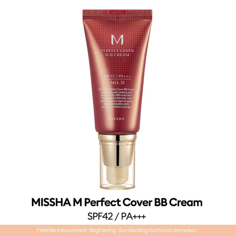 [Australia] - MISSHA M PERFECT COVER BB CREAM #31 SPF 42 PA+++ 50ml-Lightweight, Multi-Function, High Coverage Makeup to help infuse moisture for firmer-looking skin with reduction in appearance of fine lines 