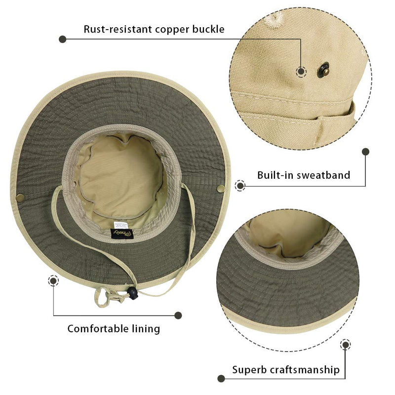 [Australia] - Phaiy Bucket Hat Wide Brim UV Protection Sun Hat Boonie Hats Fishing Hiking Safari Outdoor Hats for Men and Women Beige Large 