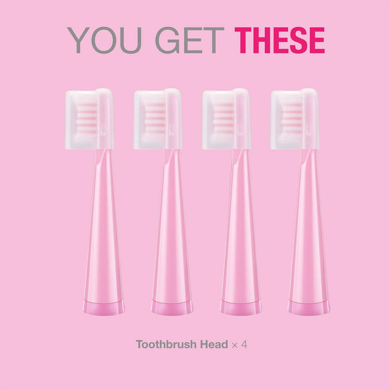 [Australia] - Vekkia Kids Electric Toothbrush Replacement Heads - 7X More Plaque Removal, End-Rounded 3D Curved Soft Bristles, Comfortable & Efficient Clean Teeth, Perfect for Kid Small Mouth, Pink (4 Pack) Pink Head 
