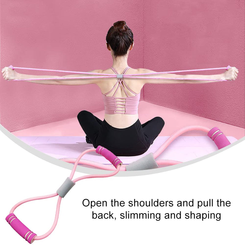 [Australia] - Resistance Bands 8 Figure Shaped Tension Rope Shoulder Elastic Band for Yoga Fitness Home Gym (Random Color) 