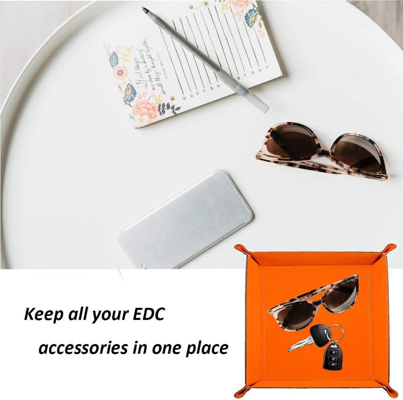 [Australia] - Avecell Valet Tray Desktop Storage Organizer, PU Leather Watch Box Wallet Coin Change Key Catchall Tray (Purple) 