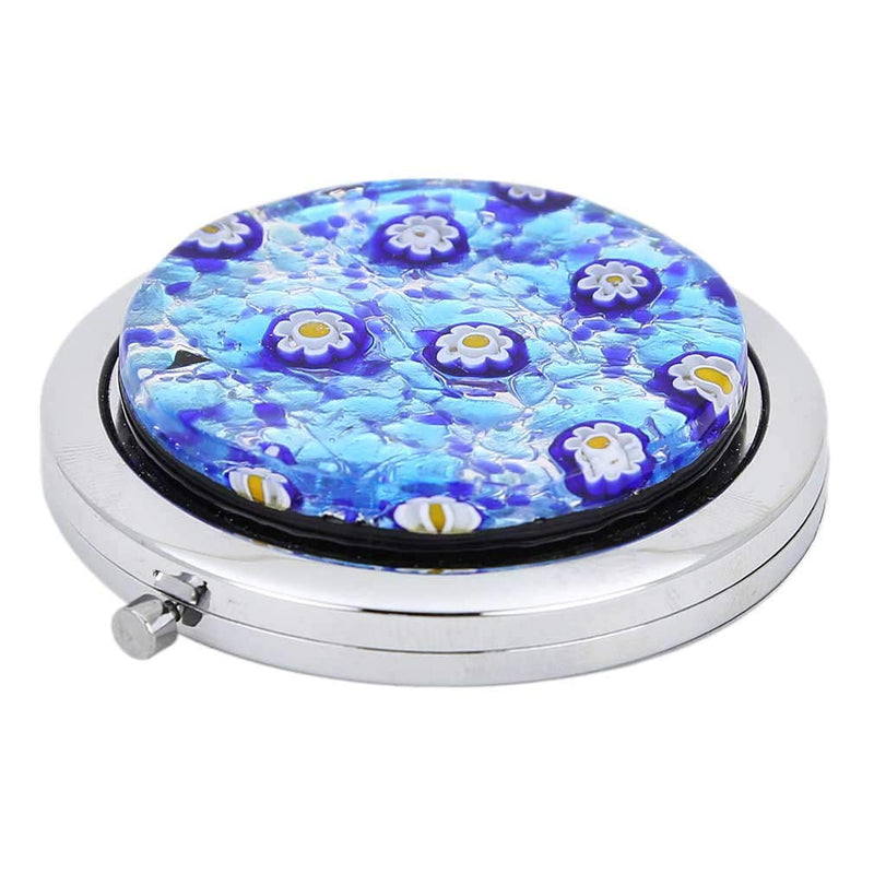 [Australia] - GlassOfVenice Murano Glass Millefiori Folding Compact Mirror - Aqua Blue 