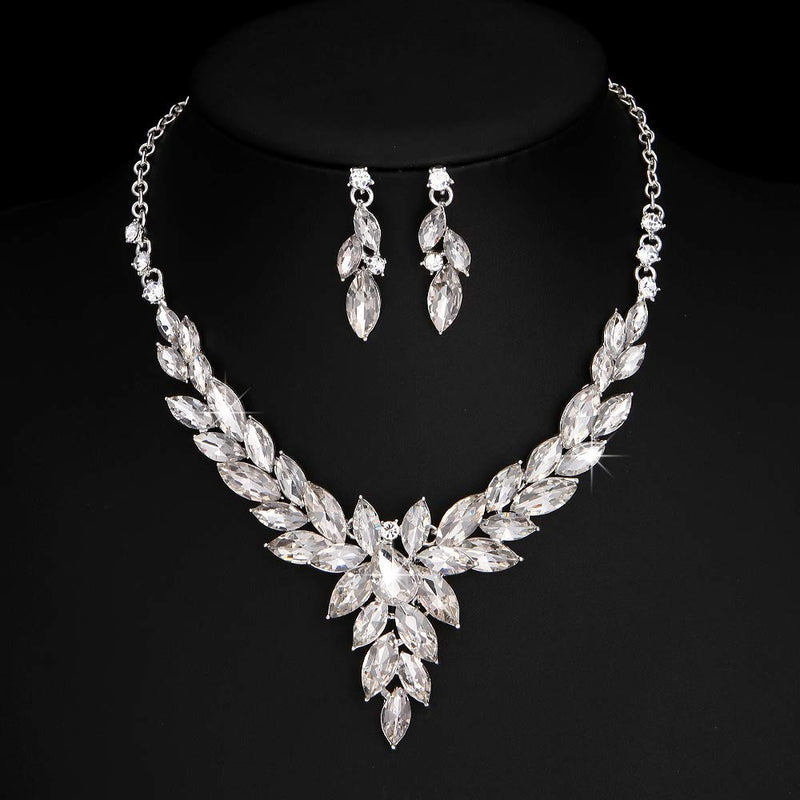 [Australia] - Molie Crystal Necklace Earrings Jewelry Sets for Bridal Bridesmaids Wedding Party Clear 