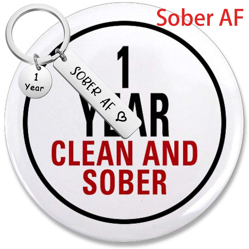 [Australia] - ENSIANTH 1 Year 2 Years 5 Years Sobriety Anniversary Keychain Sobriety Gift AA NA Recovery Jewelry Sober AF Encouragement Gift 1 year key 