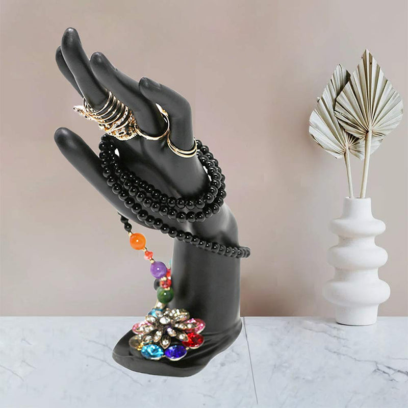 [Australia] - WERSHOW Classic Ring Holder, 9.06"6.07"(in) Bracelet Display, Resin Bracelet Display Stand for Shows, Hand-shaped Ring Display for Jewelry, Black 