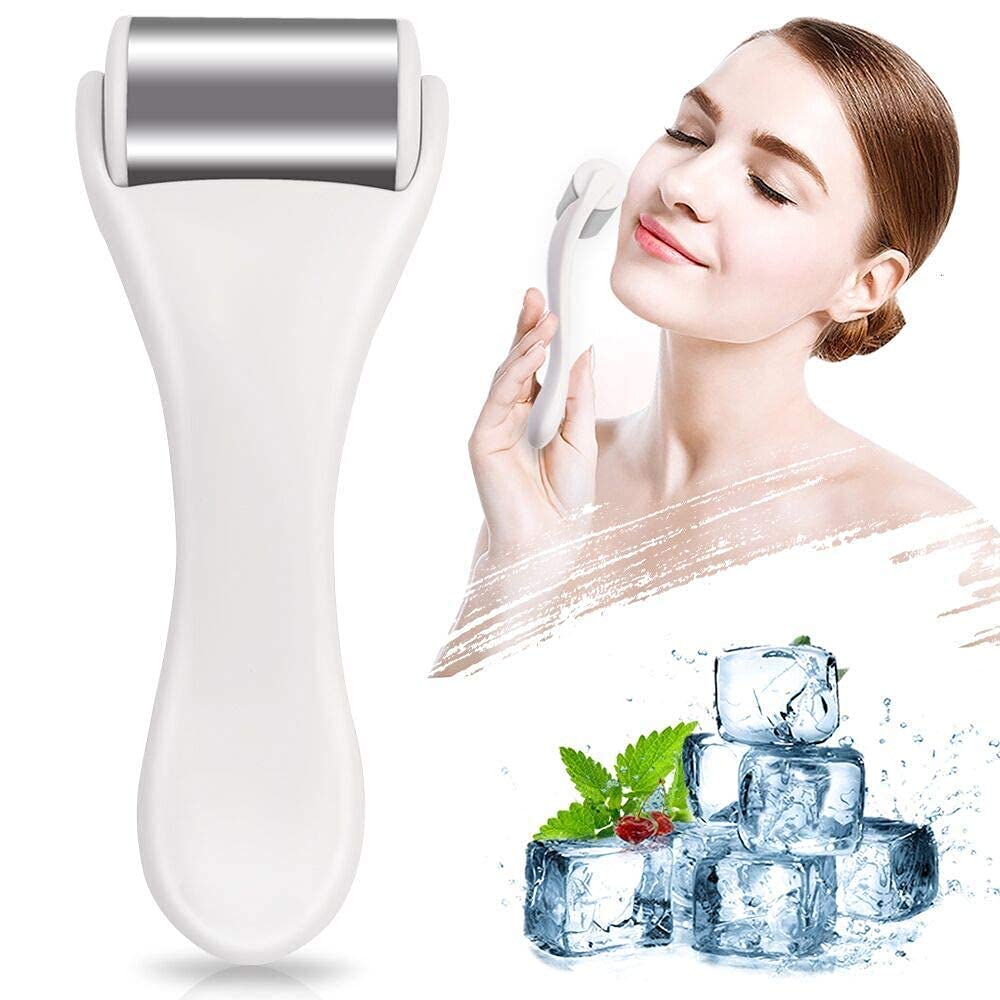 [Australia] - Ice Roller for Face & Eye,Puffiness,Migraine,Pain Relief and Minor Injury,Skin Care Products Stainless Steel Face Massager Ice Roller Massager (White) 1*white 