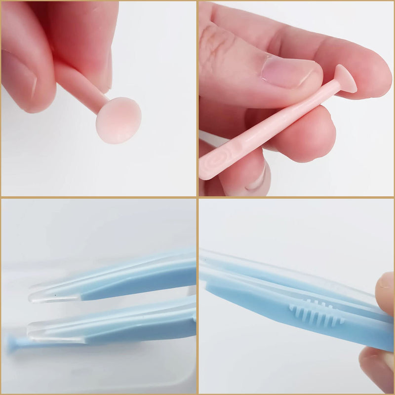 [Australia] - Fofuyim 4 Pack Contact Lens Remover and Inserter Tool for Soft Lenses, Portable Contact Lens Applicator with Tweezers & Storage Case for Outgoing, Travelling - Pink & Blue 