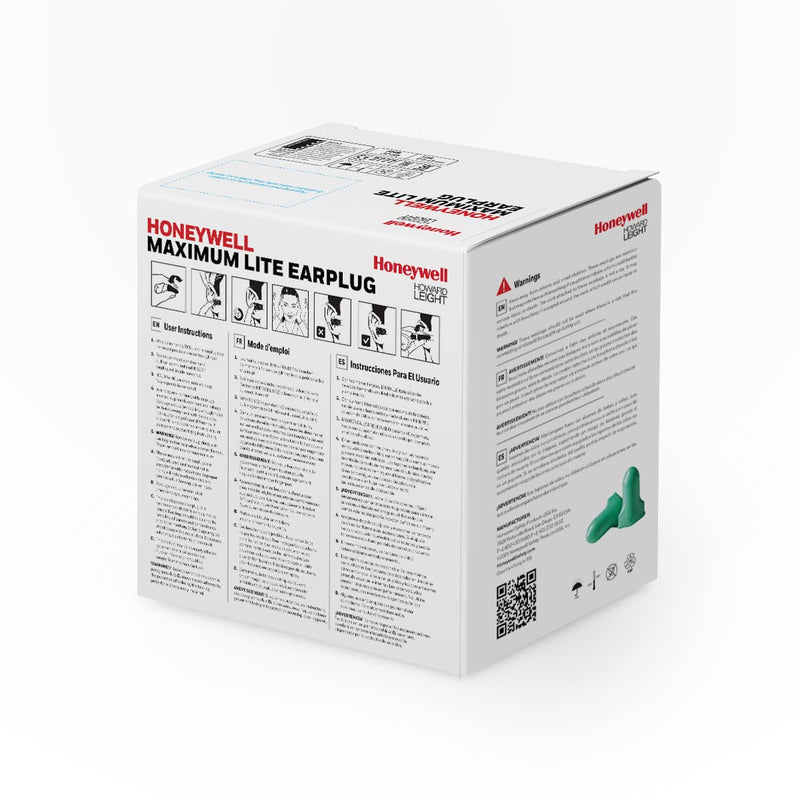 [Australia] - Howard Leight by Honeywell Max Lite Low Pressure Corded Disposable Foam Earplugs, 100 Pairs (LPF-30) , Green 