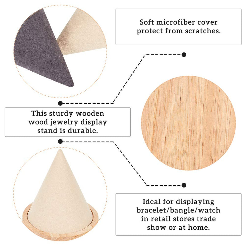 [Australia] - FINGERINSPIRE 2Pcs Wood Bracelet Holder Cone Shaped Bracelet Jewelry Display Stand Bangle Bracelet Watch Holder for Exhibit/Trade Shows/Retail Stores 