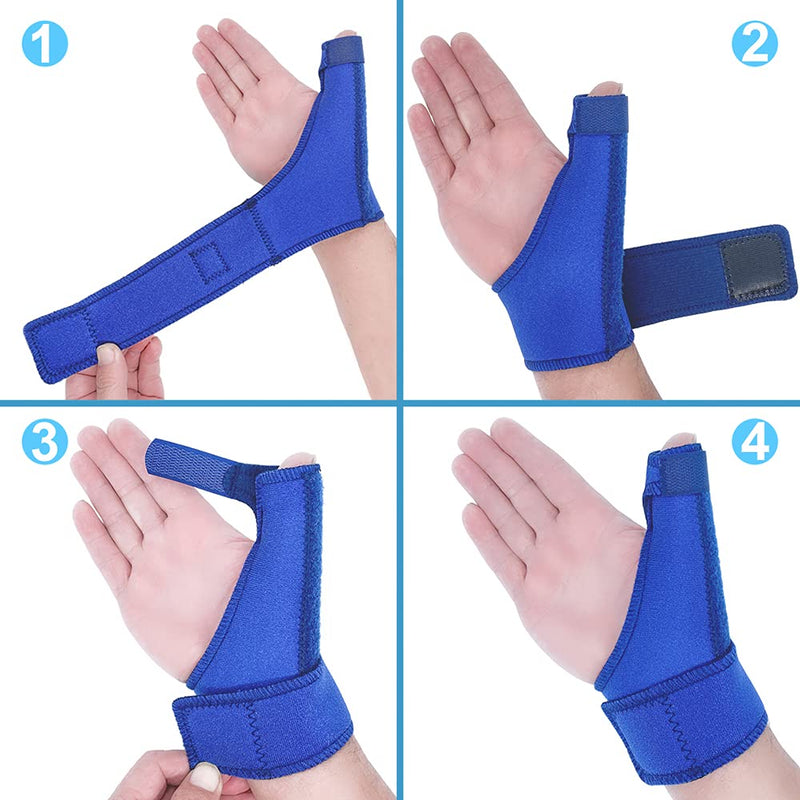 [Australia] - Trigger Thumb Brace, Thumb Spica Splint Stabilizer for Pain, Sprains, Arthritis,Tendonitis Carpal Tunnel & Trigger Finger - Immobilizer Wrist Strap - Right Hand Or Left Hand Women (Blue) Blue 