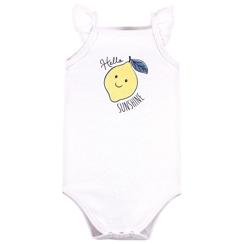 [Australia] - Hudson Baby Unisex Baby Cotton Sleeveless Bodysuits 0-3 Months Navy Lemon 