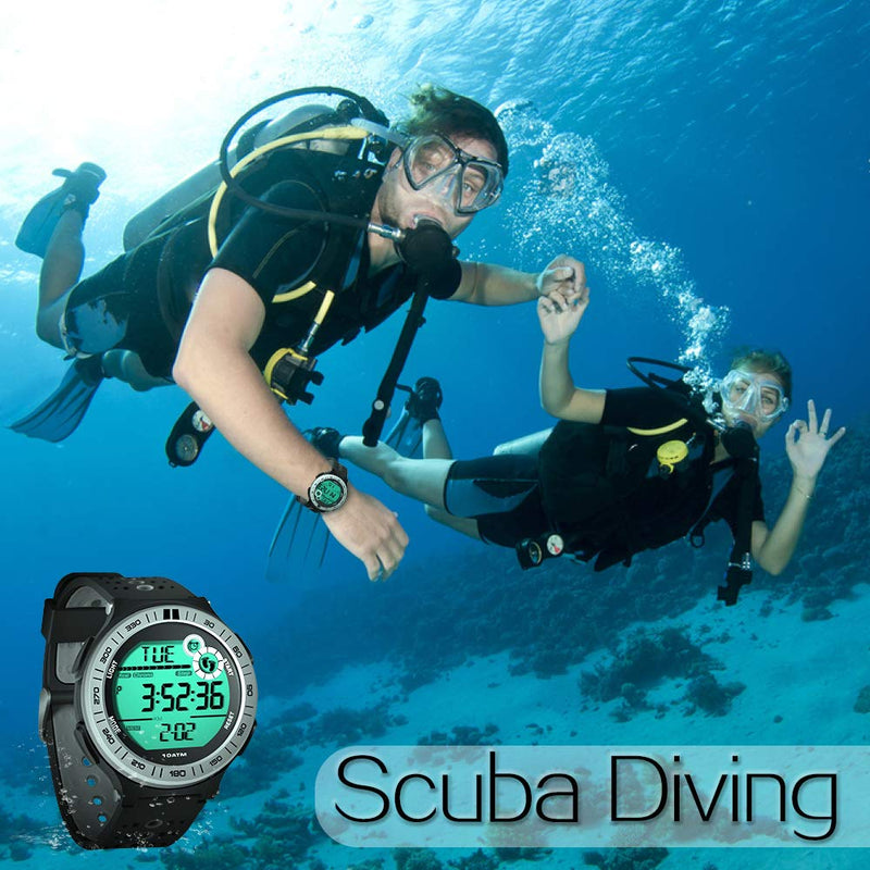 [Australia] - 10 ATM Waterproof Sports Watch Pedometer for Men Boys Scuba Diving Watch with Lap Stopwatch and Alarm Clock Function, 12/24 Hour Format Selectable 