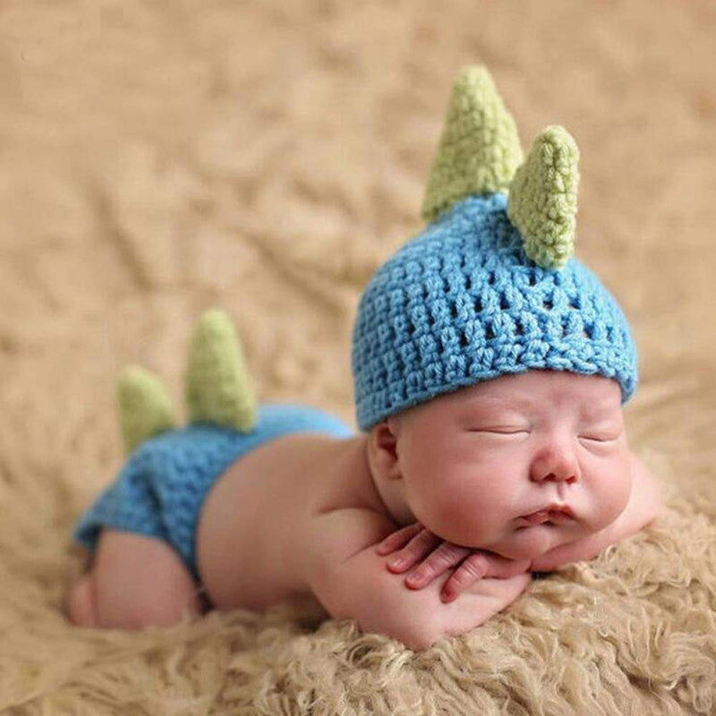 [Australia] - ZOCONE 2 Sets Cotton Knitted Newborn Photography Costume for Girls and Boys (0-3 Months) Dinosaur and Mouse 