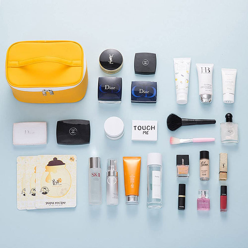 [Australia] - Makeup Bag Travel Cosmetic Bags for Women Girls Zipper Pouch Makeup Organizer Waterproof Cute (Bright Yellow) Bright Yellow 