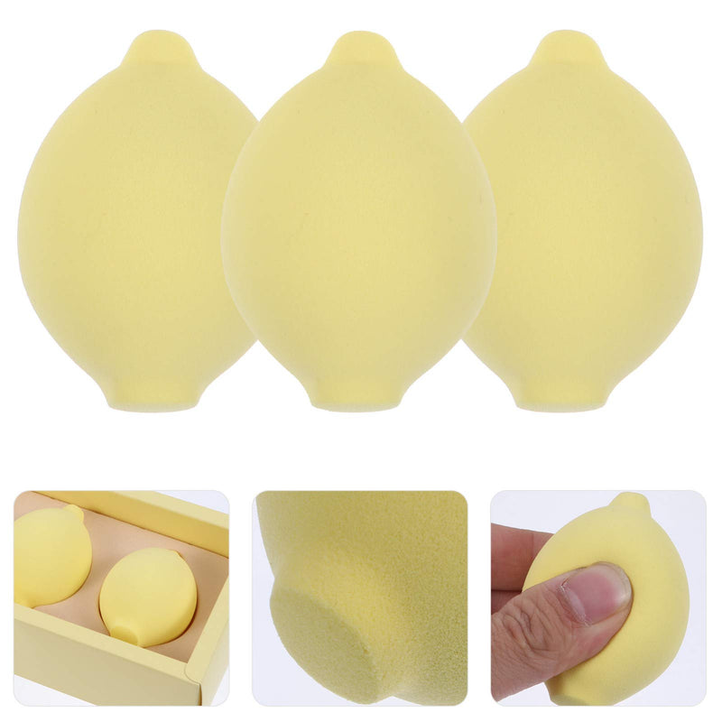 [Australia] - Lurrose 3pcs Blender Foundation Beauty Sponge Cute Fruit Shaped Cosmetics Sponge Blender for Liquid Cream Powder Applicators Yellow Lemon 