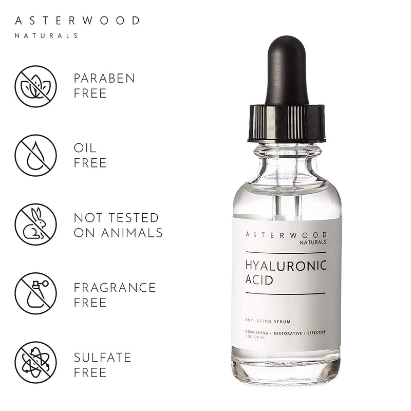 [Australia] - Asterwood Naturals Pure Hyaluronic Acid Serum for Face; Plumping, Anti-Aging, Hydrating Facial Moisturizer Product – A Hero Ingredient; Fragrance Free, Paraben Free, 29ml/1 oz 1 Fl Oz (Pack of 1) 