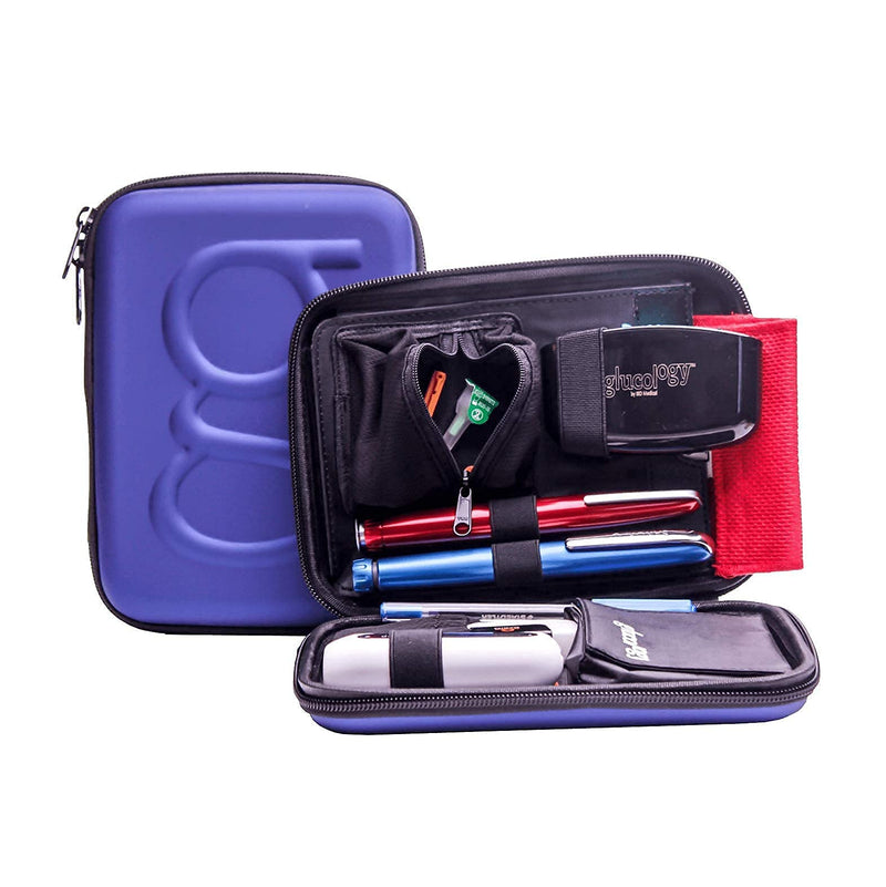 [Australia] - Glucology Diabetes Travel Essentials (Blue Classic Diabetes Travel Case) and 3x Travel Sharps Disposal Containers 