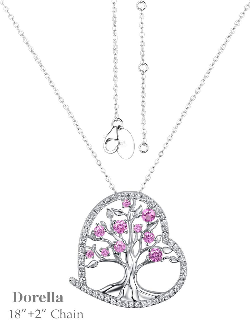 [Australia] - October Birthstone Pink Tourmaline Jewelry for Women Teen Girls Birthday Gifts Necklace for Mom Wife Tree of Life Pendant Daughter Grandma Mother in Law Sterling Silver Love Heart Jewelry for Her A Tree of Life Pink Tourmaline Necklace 
