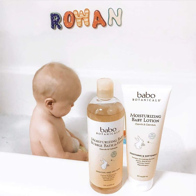 [Australia] - Babo Botanicals Moisturizing Lotion - Face & Body Plant-Based Lotion for Babies, Kids & Adults with Sensitive or Dry Skin - with Colloidal Oatmeal, Organic Calendula & Shea Butter - 8 fl. oz. 8 Fl Oz (Pack of 1) 