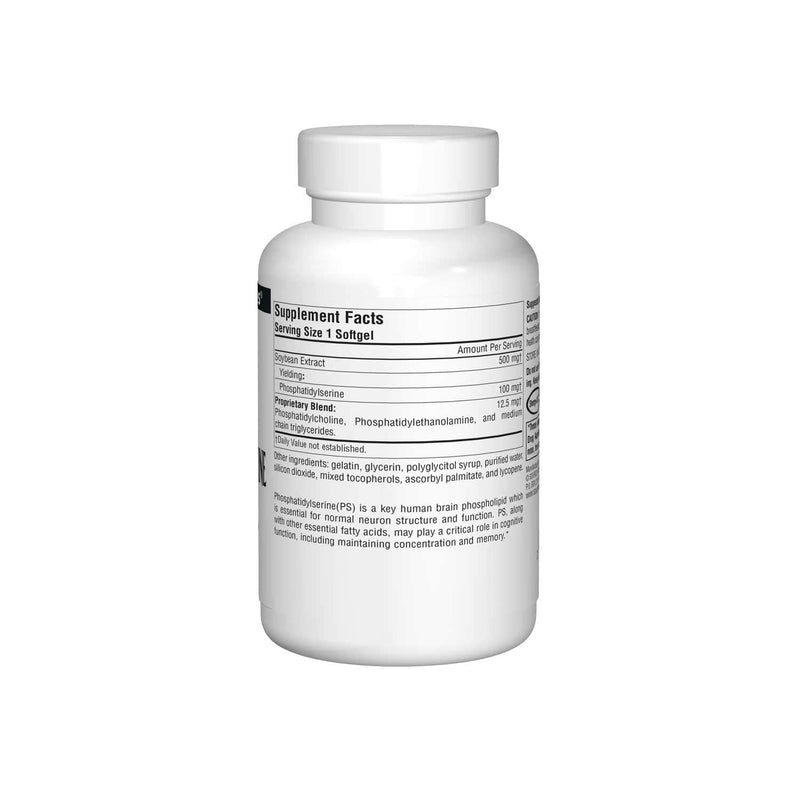 [Australia] - Source Naturals Phosphatidyl Serine Complex Stablilized Enzyme Supplement 500mg - 100% Pure - 60 Softgels 60 Count (Pack of 1) 