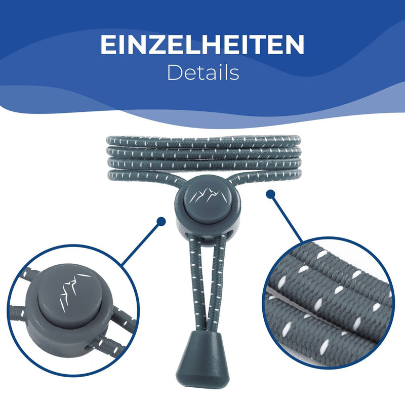 [Australia] - EVEREST FITNESS Elastic Laces Sports No Tie Shoe Laces Adjustable With Quick Release Fasteners For Kids, Adults, Running, Cycling & Exercise Grey 