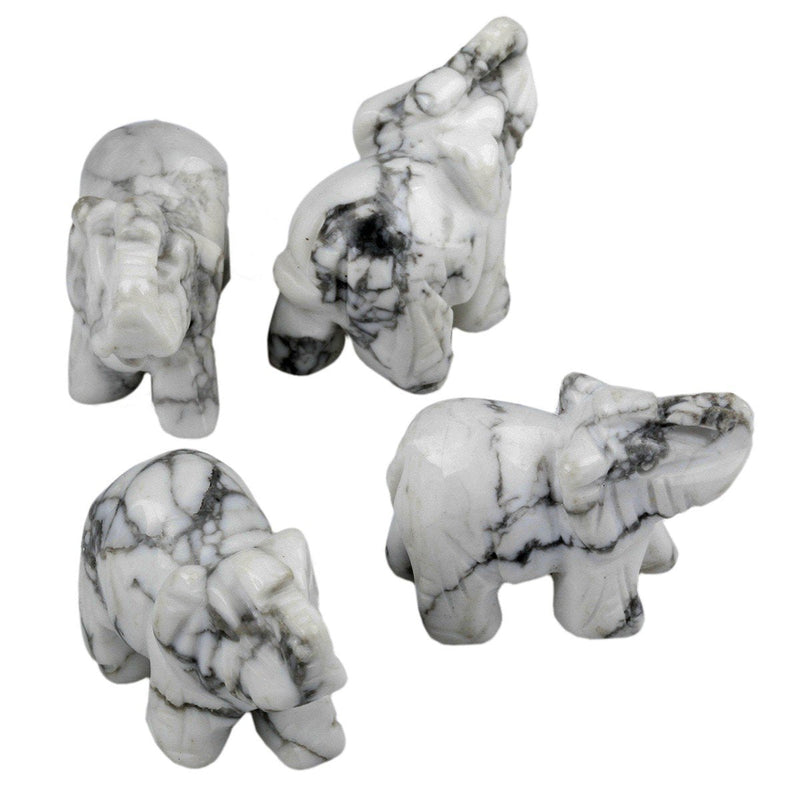 [Australia] - mookaitedecor White Howlite Turquoise Elephant Ornament Figurine,Healing Crystal Energy Gemstone Reiki Statue Home Decor,1.5 Inches 