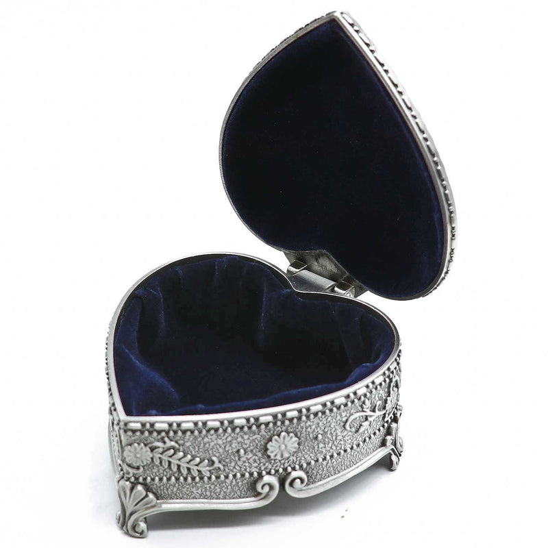 [Australia] - AVESON Classic Vintage Heart Shape Metal Jewelry Box Ring Trinket Storage Organizer Chest 