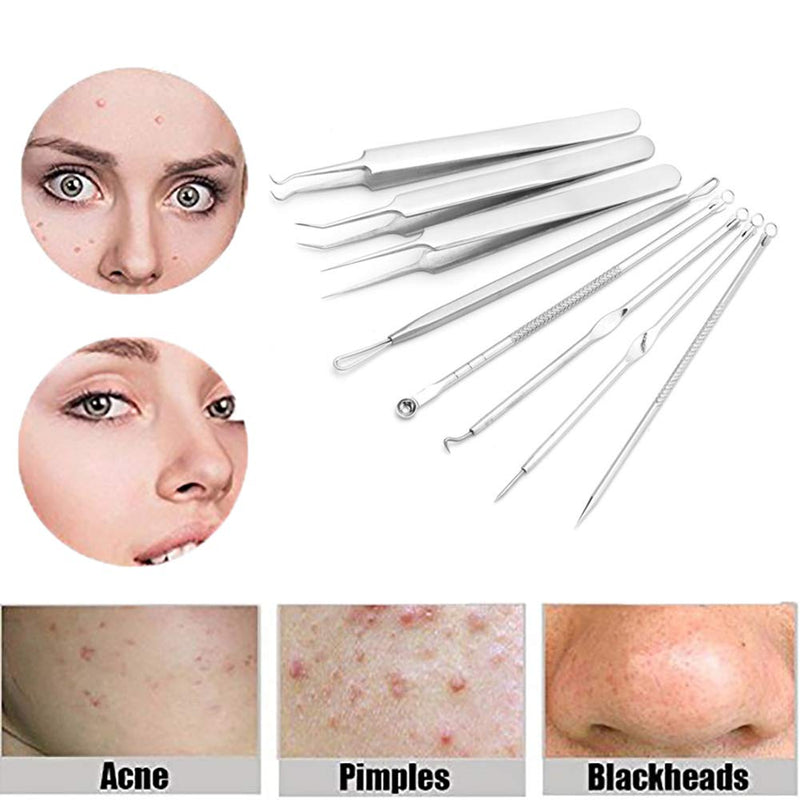 [Australia] - Pinkiou Blackhead Removers Comedone Pimple Removal Extractors Acne Blemish Needles Tool Kit Nose Face Skincare, 8-in-1 with Metal Case 