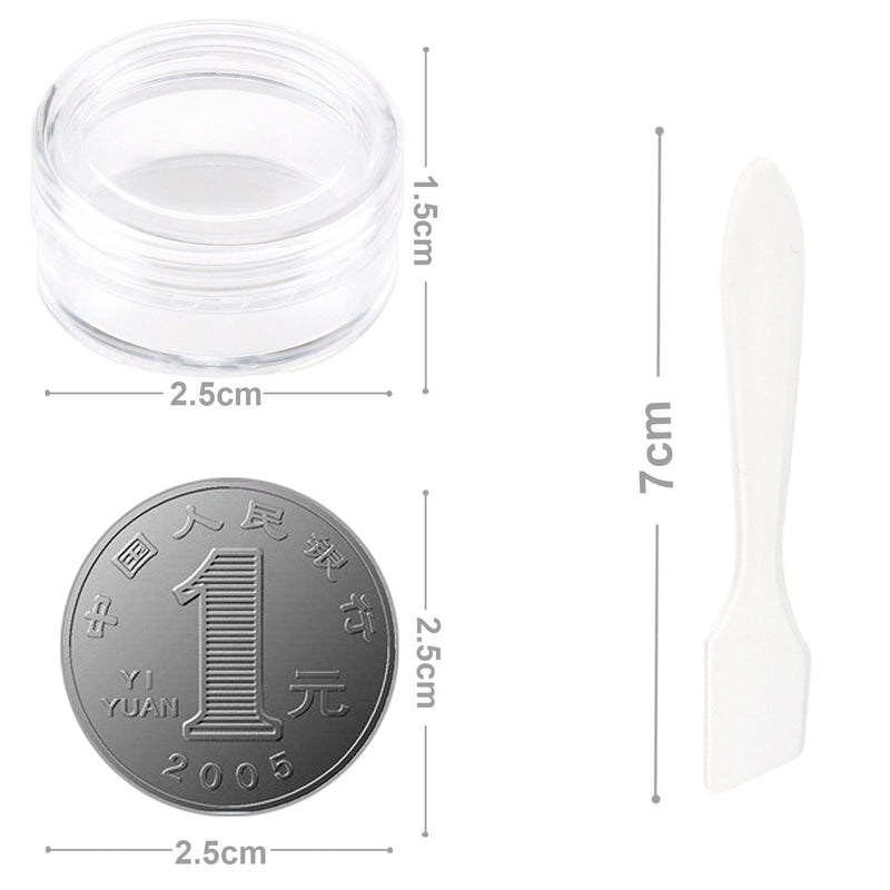 [Australia] - SumDirect 100Pcs 5Gram Clear Empty Cosmetic Containers Jars Sample Pots Bottles, Travel Pots for Cream, Lotion , Lip Balm with Mini Spatula and 10Pcs White Sheer Organza Bags 