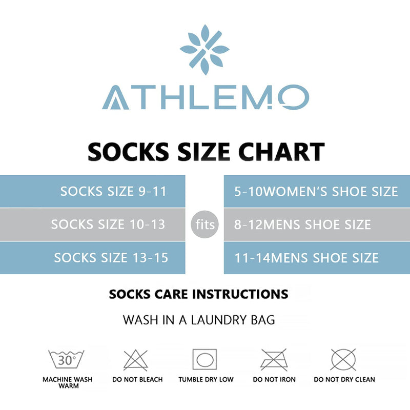[Australia] - Athlemo Women&Men Bamboo Diabetic Socks 2 Pairs Loose Fit Non-Binding Over the Knee Seamless Breathable Anti-odor Black(4 Pairs) 10-13 